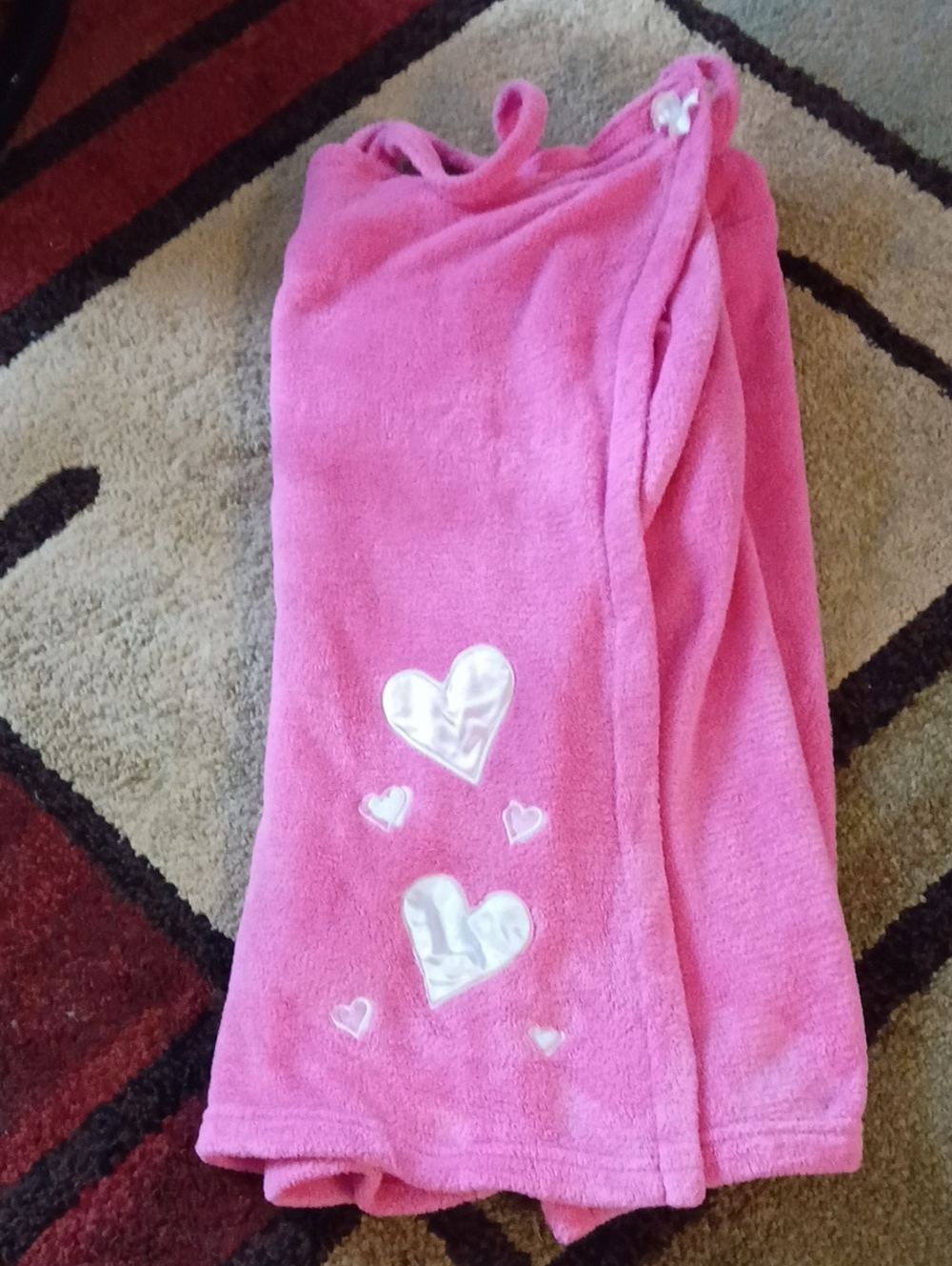 Girls' Pink Heart Plush Pajama Wrap